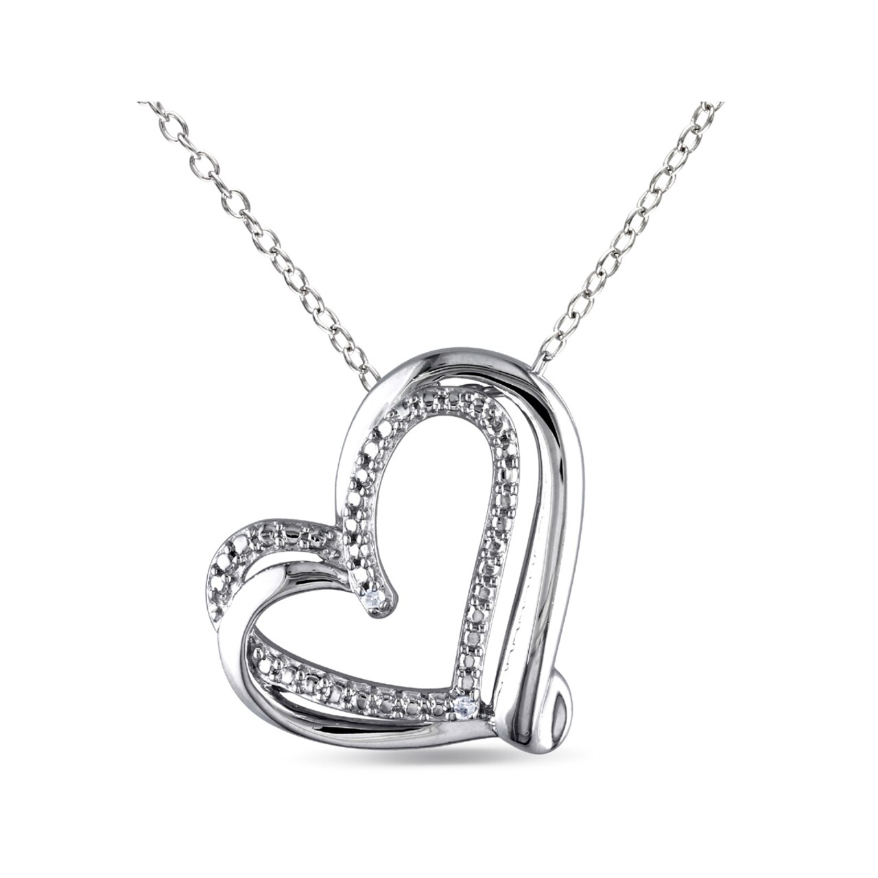 Gem And Harmony Sterling Silver Heart Pendant Necklace with Chain